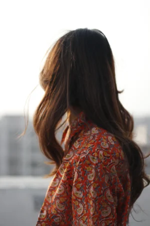 Sanganeri Block Print Unisex Shirt — Rust Orange Paisley
